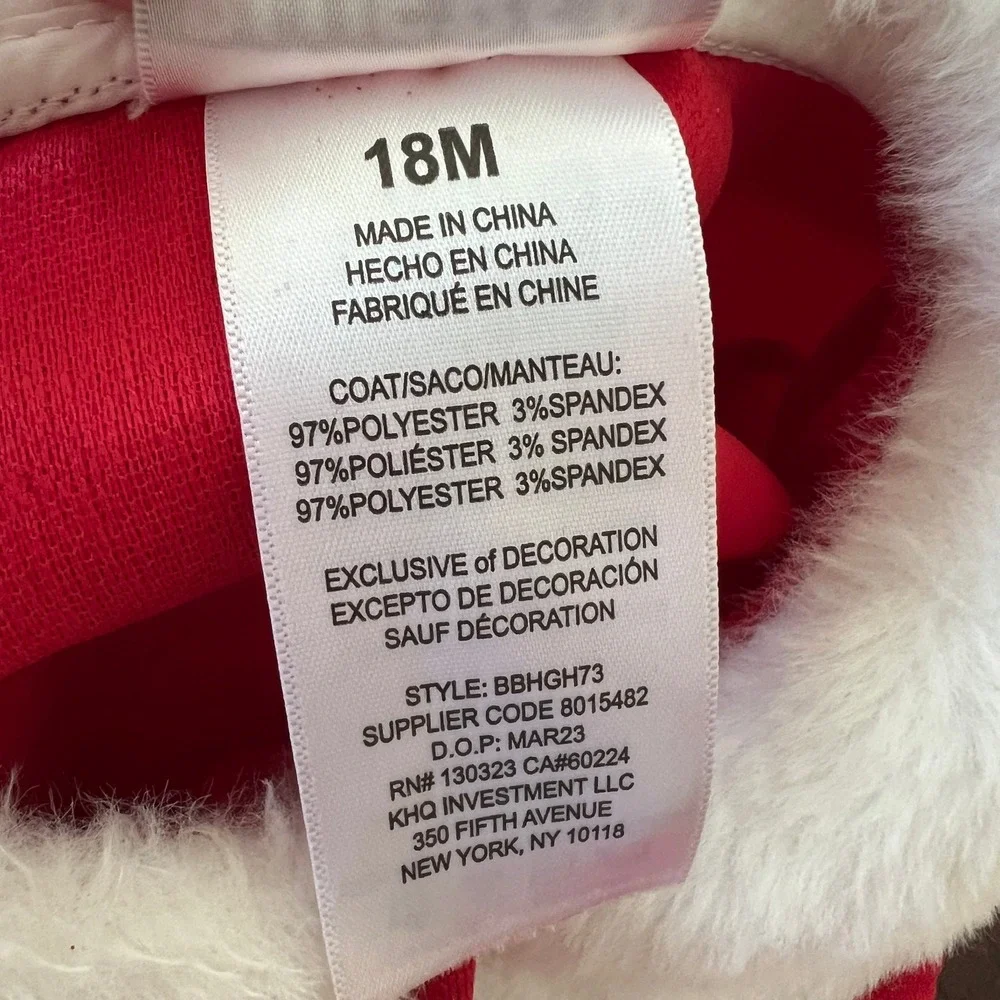 Blueberi Boulevard Baby 18M Christmas Plaid Dress Red Faux Fur Coat Holiday Set